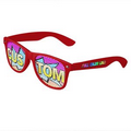 Red Logo Lenses Custom Printed Lenses Retro Sunglasses - Full Color Arm Printed